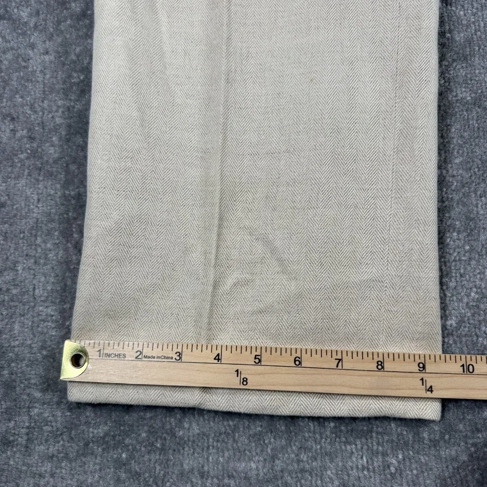 Vintage Jos A Bank Pants Men's 34x31 Beige Wool Blend Double Pleated Cuffed